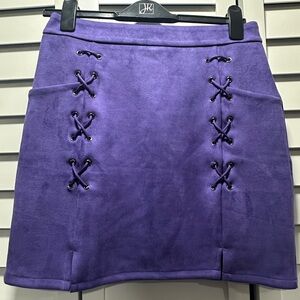 Purple Suede Texture Lace-Up Women's Skirt- Size 10/12